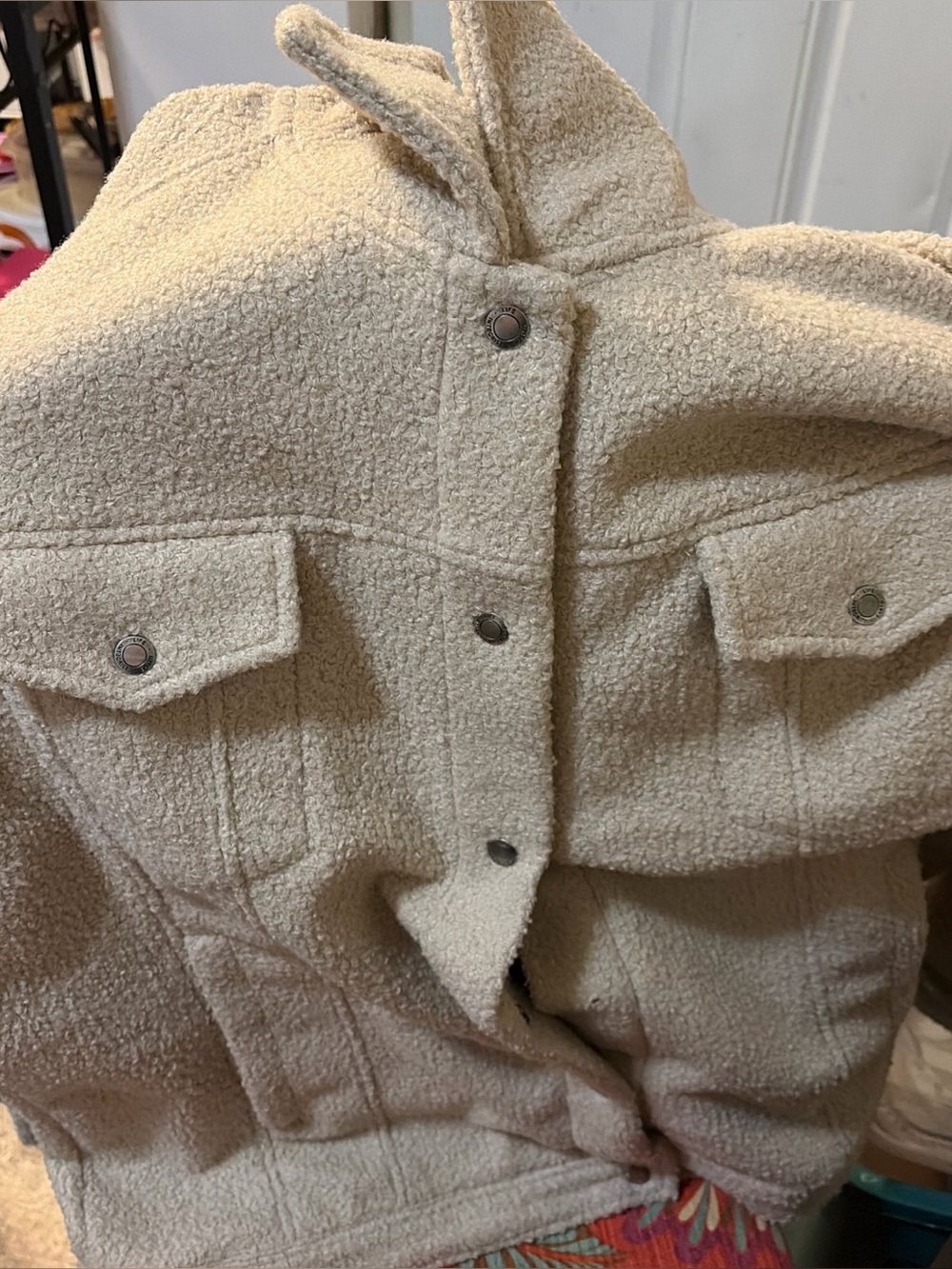 Cozy Women's Cream Sherpa Jacket with Snap Front